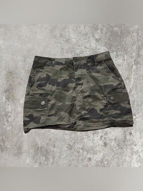 Y2k Garage Green Cargo Camo Mini Skirt